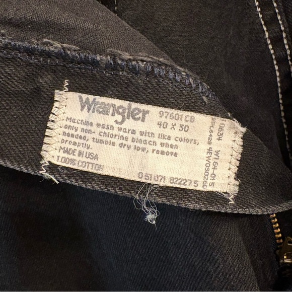 Vintage Y2K Men’s Wrangler Jeans Black Denim Cotton 97601CB 40X30 Made In USA 🇺🇸 - Picture 6 of 6